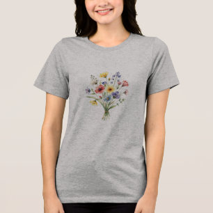 Vibrant Summer Meadow Bouquet Clean Edges Clipart  Tri-Blend Shirt