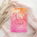 Vibrant Summer Pink Orange Watercolor Wedding Save The Date<br><div class="desc">Announce your wedding in style with this bold and modern save-the-date card, featuring a stunning watercolor background in fiery coral, pink, and orange hues. The playful yet elegant typography adds a contemporary touch, making it perfect for summer, beach, or destination weddings. A lively and artistic way to ensure your guests...</div>