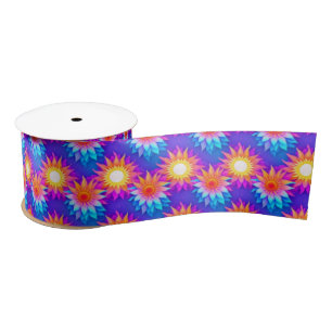 Vibrant Summer Sunshine Pattern Satin Ribbon
