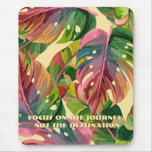 Vibrant Summer Tropical Pattern Custom Text Office Mouse Mat