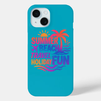 Vibrant Summer Typography Collage with Graphic Fus iPhone 15 Case