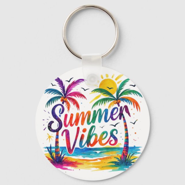 Vibrant Summer Vibes Key Ring (Front)