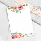 Vibrant Summer Watercolor Florals Stationery Paper