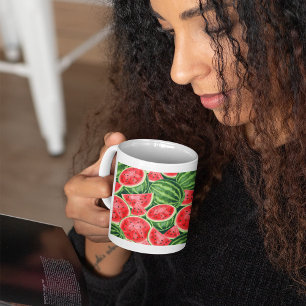 Vibrant Summer Watermelon Slices Pattern Coffee Mug