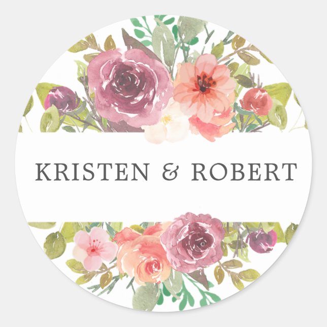 Vibrant Summer ⎢Wedding Monogram Sticker (Front)