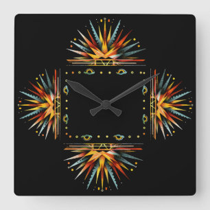 Vibrant Sunburst Pattern Southwestern Clock