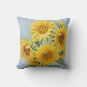 Vibrant Sunflower Bouquet Oil Painting Cushion