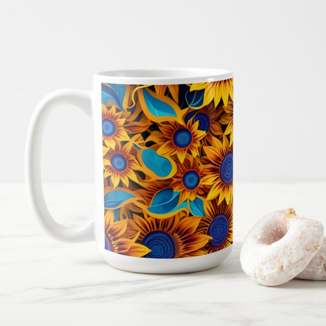 Vibrant Sunflower Coffee Mug (With Donut)