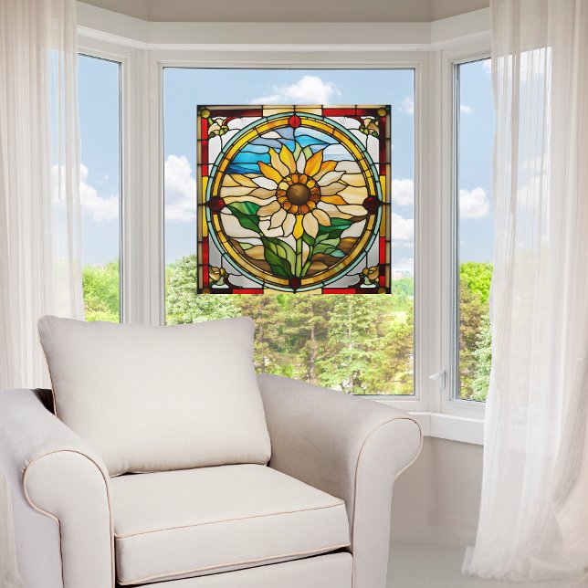 Vibrant Sunflower Faux Stained Glass  Window Cling (Creator Uploaded)