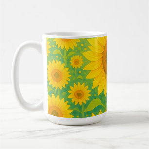 Vibrant Sunflower Field Pattern Coffee Mug