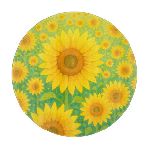Vibrant Sunflower Field Pattern Cutting Board
