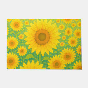 Vibrant Sunflower Field Pattern Doormat