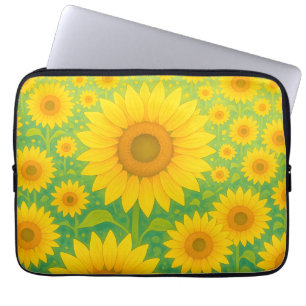 Vibrant Sunflower Field Pattern Laptop Sleeve