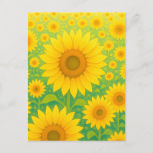 Vibrant Sunflower Field Pattern Postcard