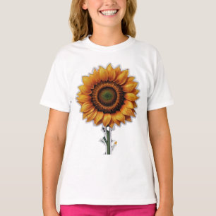 Vibrant Sunflower Illustration Design Girl's T-Shirt