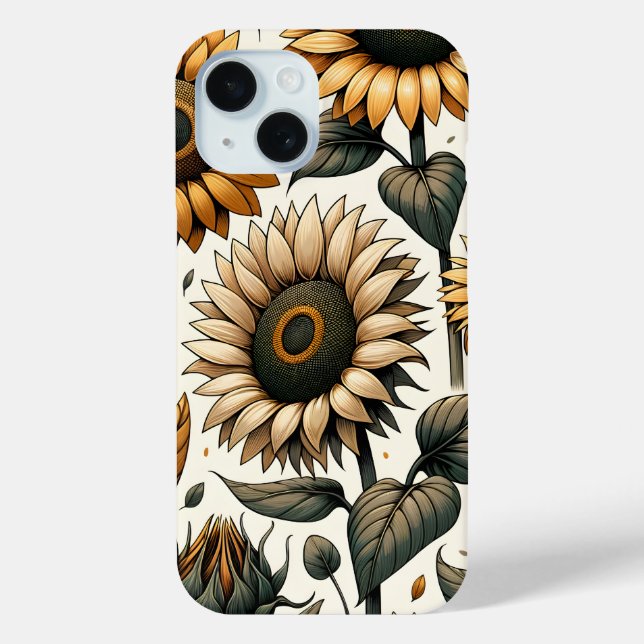 Vibrant Sunflower Pattern Case-Mate iPhone Case (Back)
