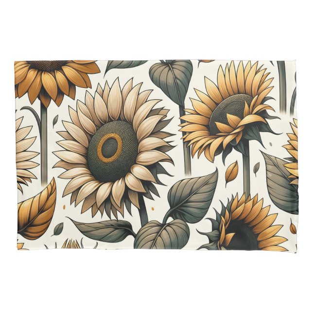 Vibrant Sunflower Pattern Pillowcase (Front)