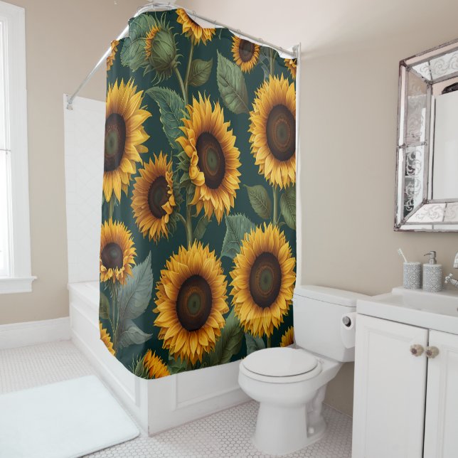 Vibrant Sunflower Shower Curtain Set (In Situ)