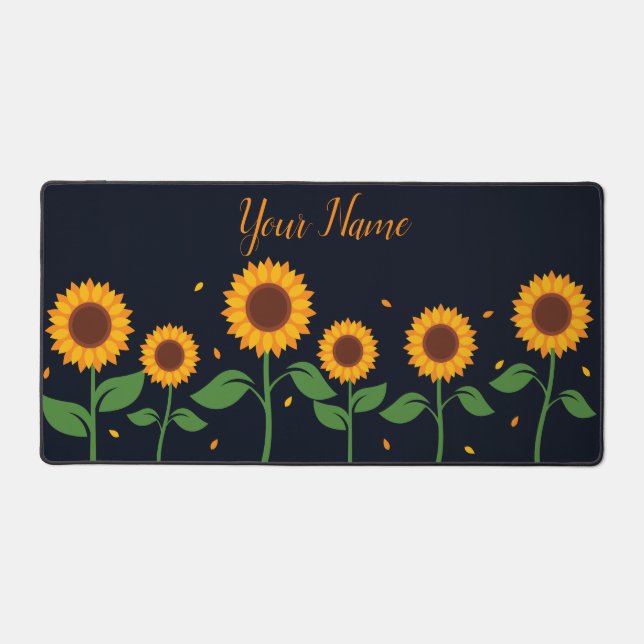 Vibrant Sunflowers Bright Cheerful Bloss Desk Mat (Front)