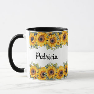 Vibrant Sunflowers   Modern Yellow Floral Mug