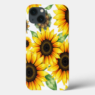 Vibrant Sunflowers Watercolor Pattern iPhone 13 Case