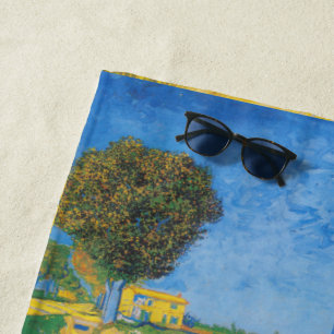 Vibrant Sunny Path & Yellow House by Van Gogh Beach Towel