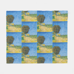 Vibrant Sunny Path & Yellow House by Van Gogh Fleece Blanket