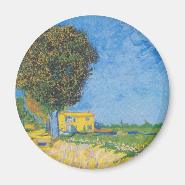 Vibrant Sunny Path & Yellow House by Van Gogh Magnet (Front)