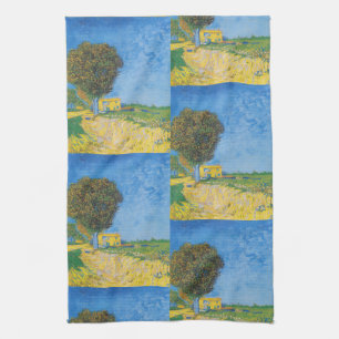 Vibrant Sunny Path & Yellow House by Van Gogh Tea Towel