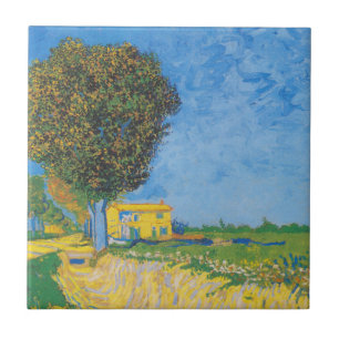 Vibrant Sunny Path & Yellow House by Van Gogh Tile