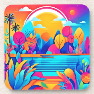 Vibrant Sunrise Landscape Coaster