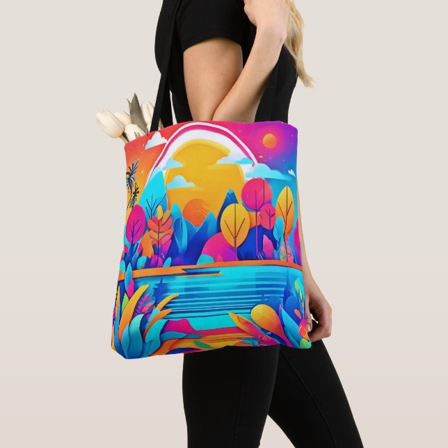 Vibrant Sunrise Landscape Tote Bag (Close Up)