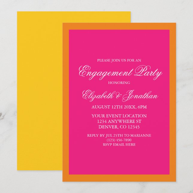 Vibrant Sunrise Minimalist Engagement Party Invitation (Front/Back)