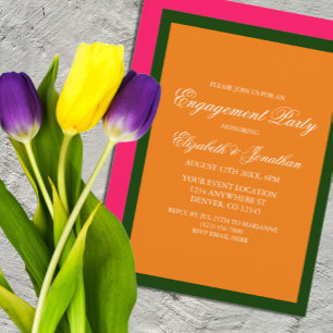 Vibrant Sunrise Minimalist Engagement Party Invitation