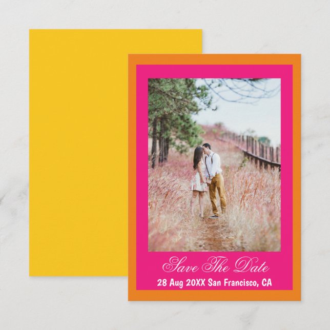 Vibrant Sunrise Minimalist Mix & Match Save The Date (Front/Back)