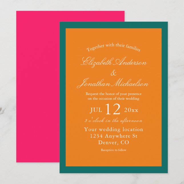 Vibrant Sunrise Minimalist Mix & Match Wedding Invitation (Front/Back)