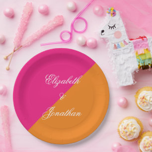 Vibrant Sunrise Minimalist Mix & Match Wedding Paper Plate
