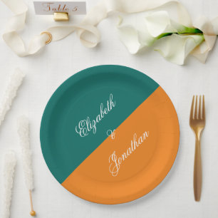 Vibrant Sunrise Minimalist Mix & Match Wedding Paper Plate