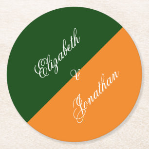 Vibrant Sunrise Minimalist Mix & Match Wedding Round Paper Coaster