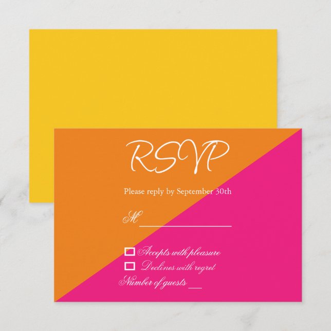 Vibrant Sunrise Minimalist Mix & Match Wedding RSVP Card (Front/Back)
