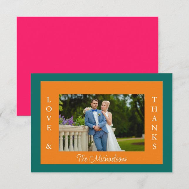Vibrant Sunrise Minimalist Mix & Match Wedding Thank You Card (Front/Back)