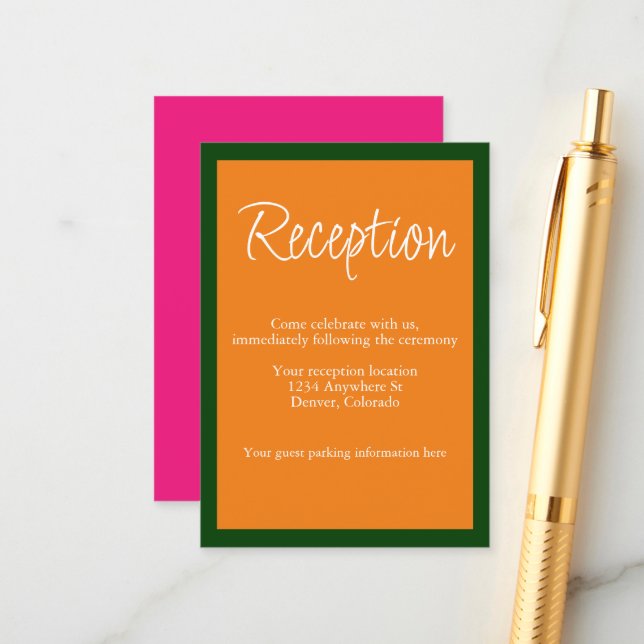 Vibrant Sunrise Mix & Match Wedding Reception Enclosure Card (Front/Back In Situ)