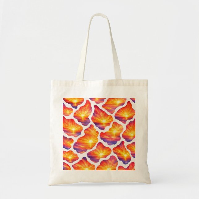 Vibrant Sunrise Ocean Pattern Tote Bag (Front)