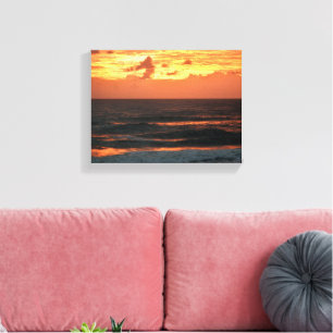 Vibrant sunrise over the ocean canvas print