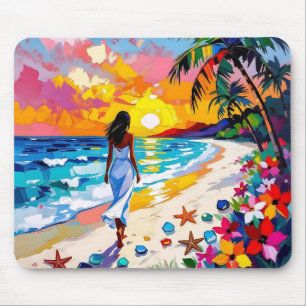 Vibrant Sunset Abstract Beach Scene   Mouse Mat