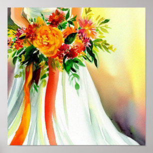 Vibrant Sunset, Bridal Cascading Bouquet 1, Poster