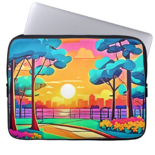 Vibrant Sunset Cityscape Laptop Sleeve