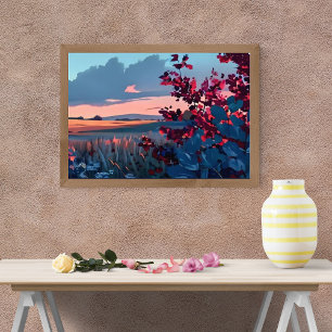 Vibrant Sunset Field Landscape Photo Print