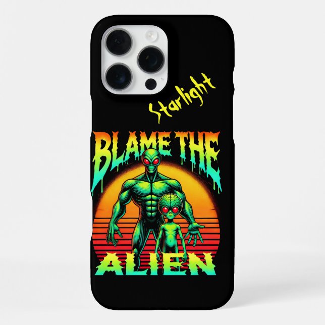 Vibrant Sunset Frames Green Alien iPhone Case (Back)