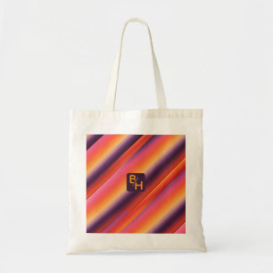 Vibrant Sunset Gradient Abstract Custom Monogram Tote Bag